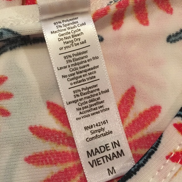 Lularoe White Classic Tee with Red Floral Print - Picture 3 of 3